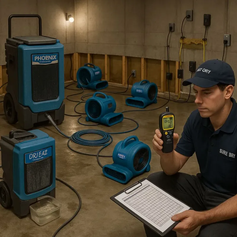 Structural Drying and Dehumidification process in Butner, NC
